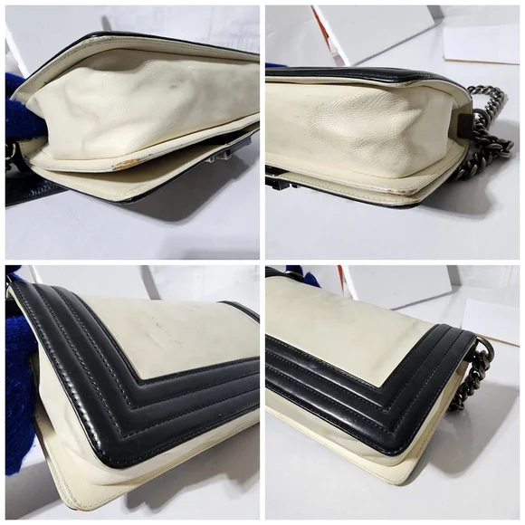 Chanel Medium Clasp Boy Bag Cream/Black - Picture 15 of 16